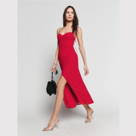 Reformation Kourtney Dress | Cherry | SALE | NEW Size 2 - Picture 1 of 7
